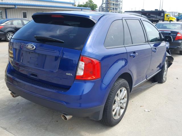 2FMDK3JC7DBE23275 - 2013 FORD EDGE SEL BLUE photo 4