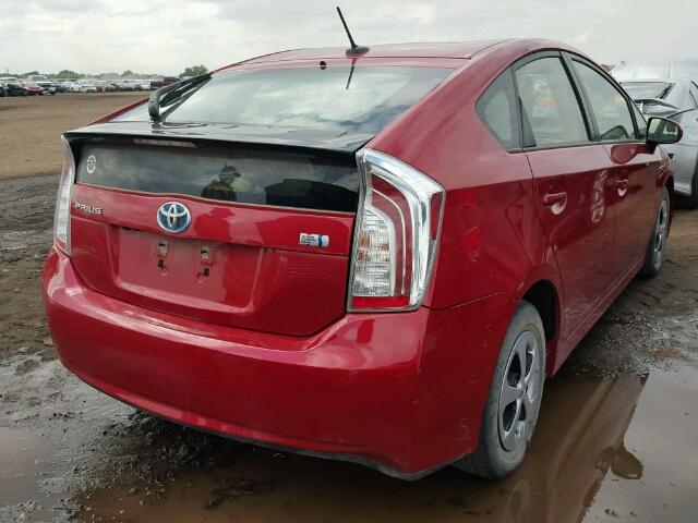 JTDKN3DU6E1736208 - 2014 TOYOTA PRIUS RED photo 4