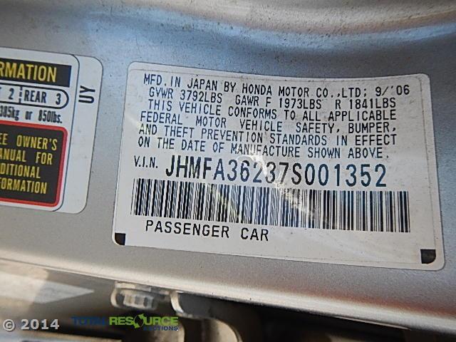 JHMFA36237S001352 - 2007 HONDA CIVIC HYBR SILVER photo 12