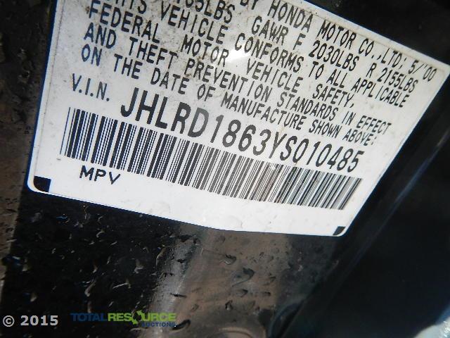 JHLRD1863YS010485 - 2000 HONDA CR-V EX BLACK photo 12