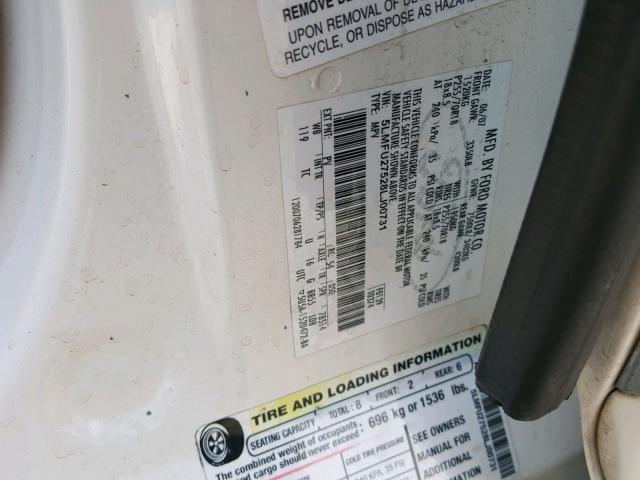 5LMFU27528LJ00731 - 2008 LINCOLN NAVIGATOR Weiß Foto 10