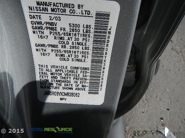 JN8DR09YX3W828062 - 2003 NISSAN PATHFINDER SILVER photo 12