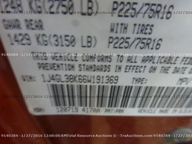 1J4GL38K66W191369 - 2006 JEEP LIBERTY RE RED photo 12