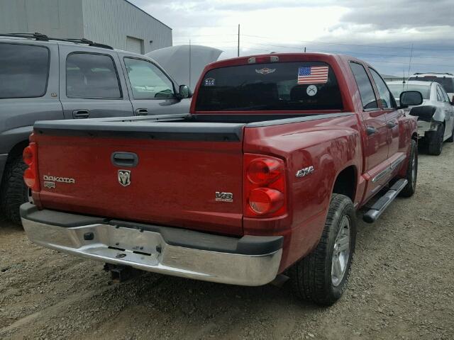 1D7HW58NX8S581883 - 2008 DODGE DAKOTA QUA RED photo 4