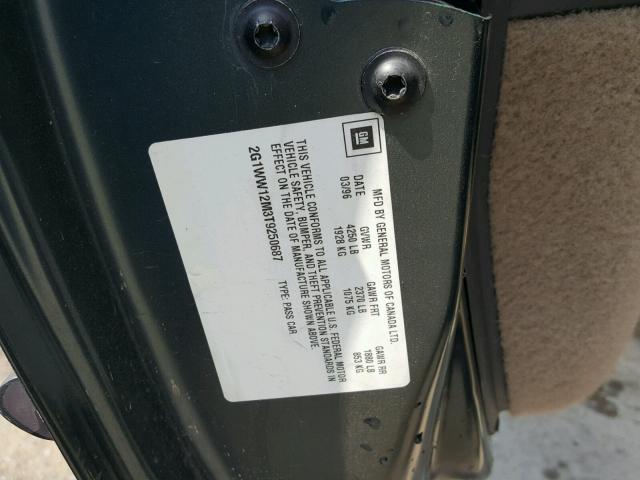 2G1WW12M3T9250687 - 1996 CHEVROLET MONTE CARL 绿色 照片 10