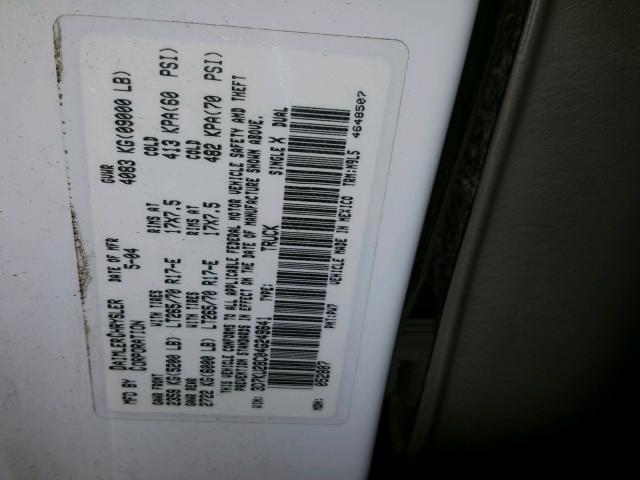 3D7KU28C04G249641 - 2004 DODGE RAM 2500 S WHITE photo 10