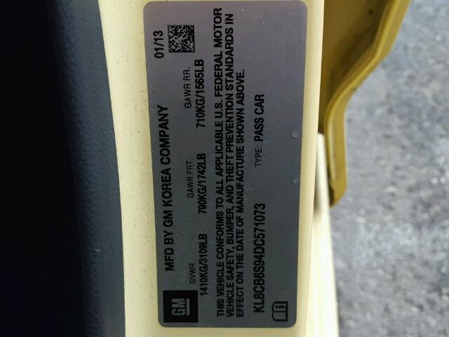 KL8CB6S94DC571073 - 2013 CHEVROLET SPARK LS YELLOW photo 10