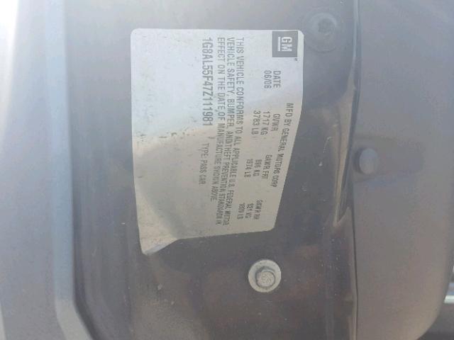 1G8AL55F47Z111981 - 2007 SATURN ION LEVEL GRAY photo 10