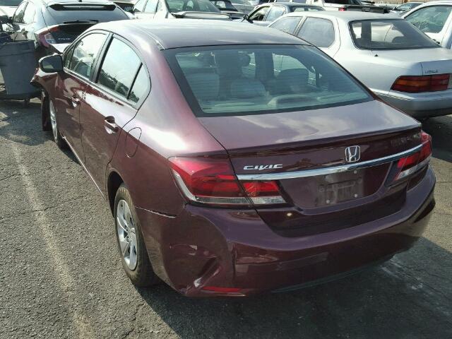 2HGFB2F5XFH557734 - 2015 HONDA CIVIC LX BURGUNDY photo 3