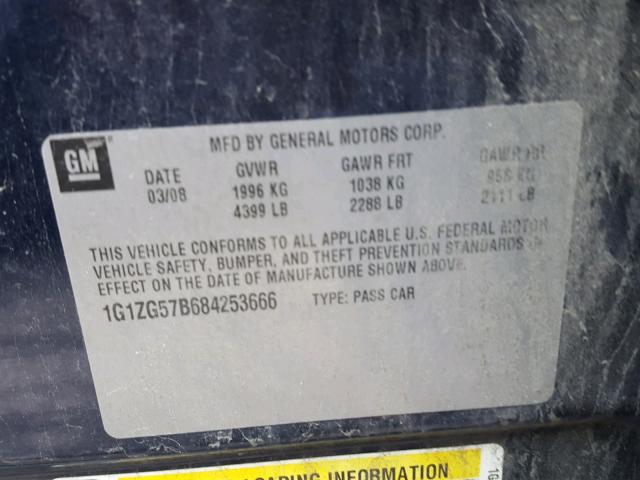 1G1ZG57B684253666 - 2008 CHEVROLET MALIBU LS ლურჯი ფოტო 10