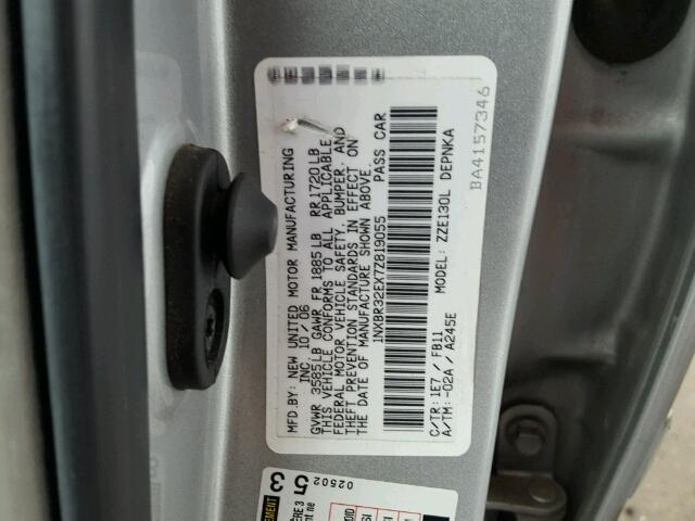 1NXBR32EX7Z819055 - 2007 TOYOTA COROLLA CE SILVER photo 10