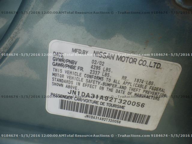 JN1DA31A92T320056 - 2002 NISSAN MAXIMA GLE BLUE photo 12