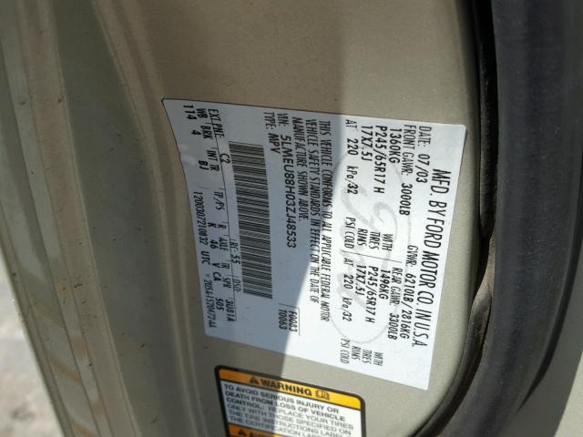 5LMEU88H03ZJ48533 - 2003 LINCOLN AVIATOR 棕色 照片 10