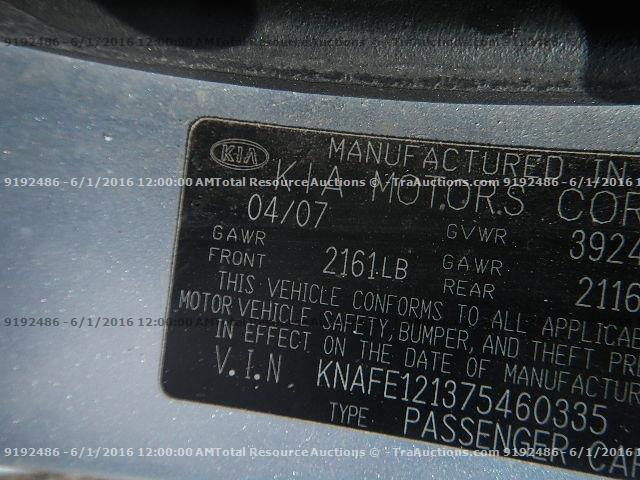 KNAFE121375460335 - 2007 KIA SPECTRA EX BLUE photo 12