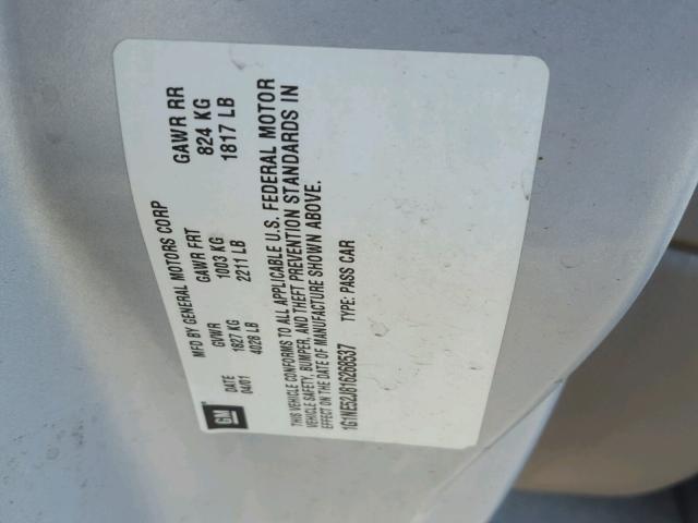 1G1NE52J816268537 - 2001 CHEVROLET MALIBU LS ვერცხლისფერი ფოტო 10