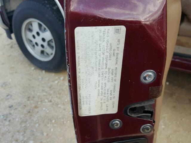 2GTEC19K9S1560372 - 1995 GMC SIERRA C15 BURGUNDY photo 10