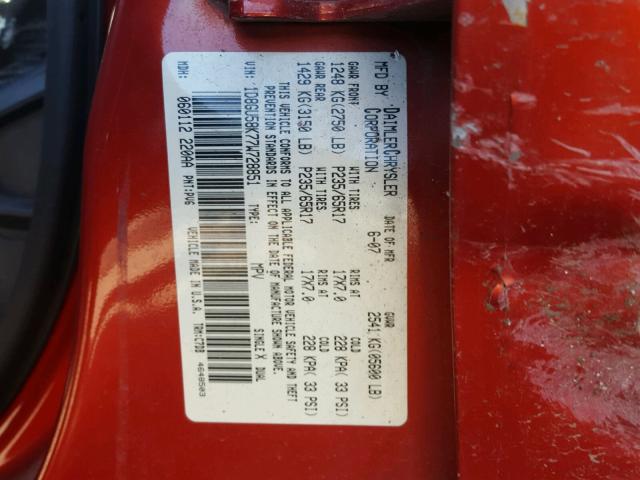 1D8GU58K77W728851 - 2007 DODGE NITRO SLT BURN photo 10