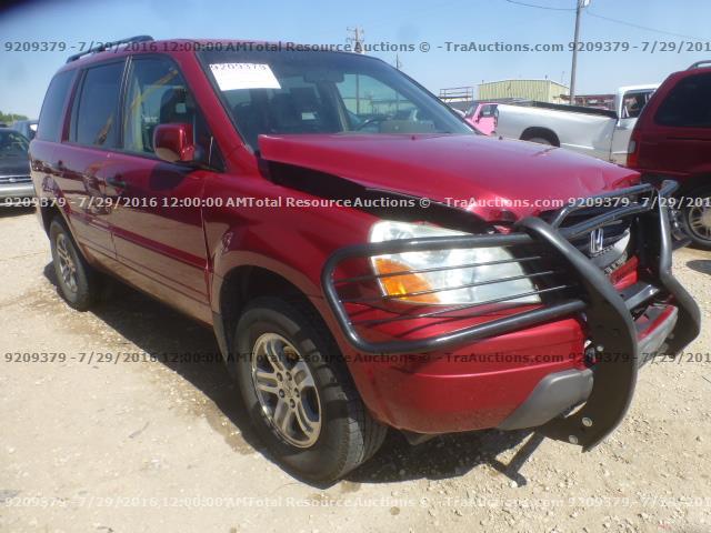 5FNYF185X4B009576 - 2004 HONDA PILOT EXL RED photo 2