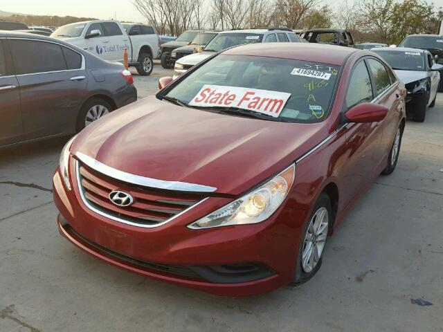 5NPEB4AC9EH934829 - 2014 HYUNDAI SONATA RED photo 2