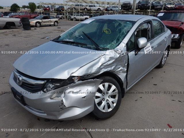 2HGFB2F55CH608424 - 2012 HONDA CIVIC LX SILVER photo 1