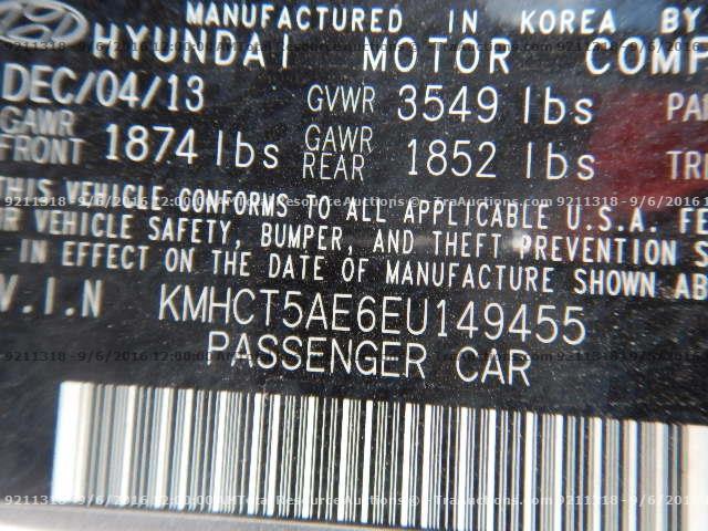 KMHCT5AE6EU149455 - 2014 HYUNDAI ACCENT GRAY photo 12