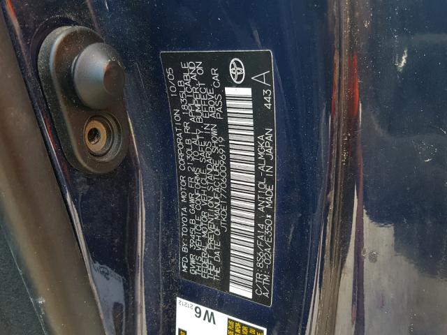 JTKDE177060096919 - 2006 TOYOTA SCION TC 蓝色 照片 10