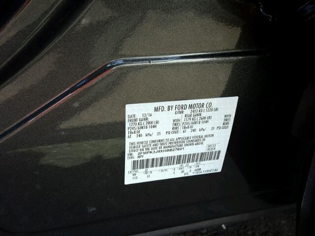 2FMPK3J9XHBB27691 - 2017 FORD EDGE Grafit fotoğraf 10
