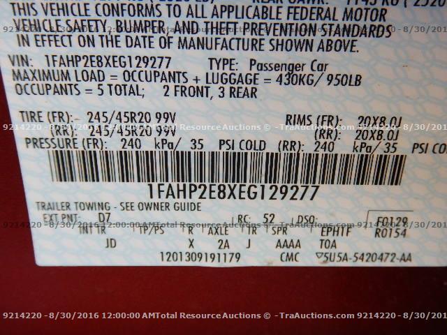 1FAHP2E8XEG129277 - 2014 FORD TAURUS RED photo 12