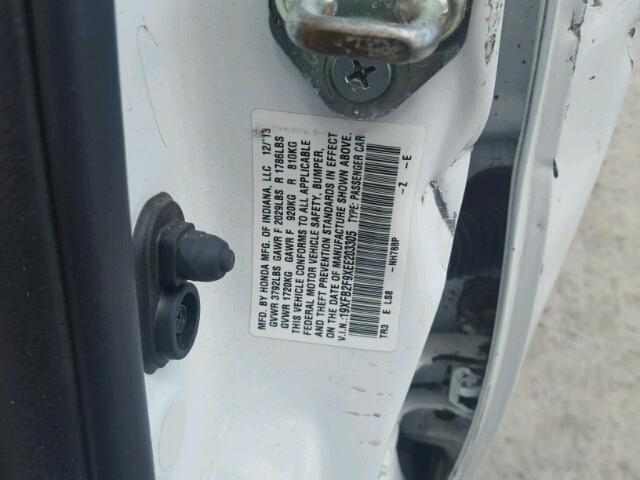 19XFB2F9XEE203305 - 2014 HONDA CIVIC EXL 白色 照片 10