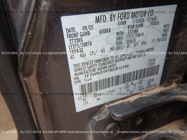 1FTWW31P76EB12196 - 2006 FORD F350 BLACK photo 12