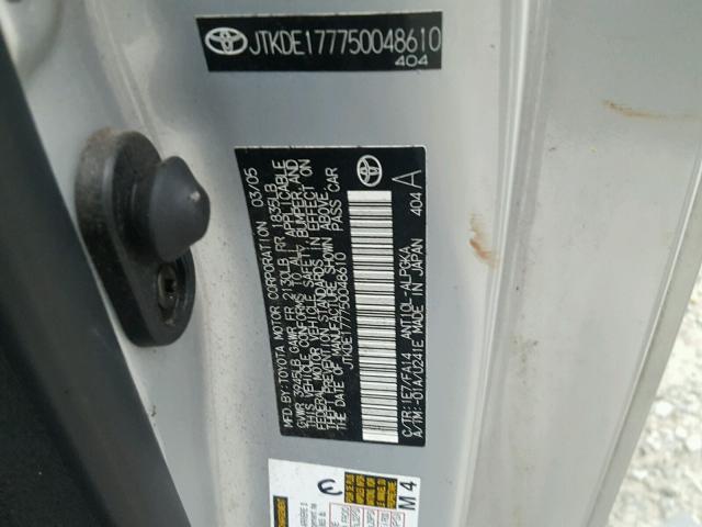 JTKDE177750048610 - 2005 TOYOTA SCION TC 银色 照片 10