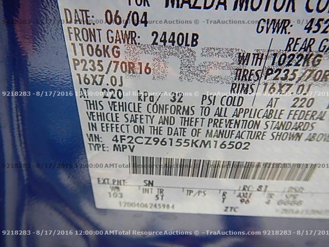 4F2CZ96155KM16502 - 2005 MAZDA TRIBUTE S BLUE photo 11