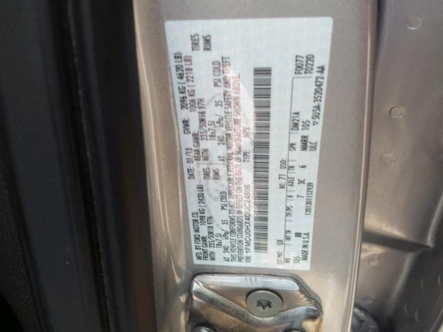 1FMCU0HX4DUC24806 - 2013 FORD ESCAPE SEL SILVER photo 10