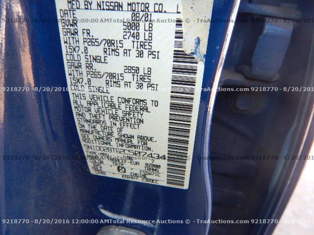 5N1DD28T62C507434 - 2002 NISSAN XTERRA XE BLUE photo 12