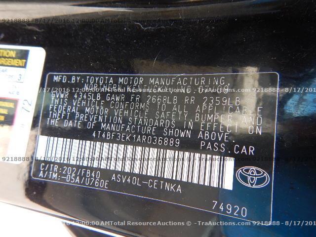 4T4BF3EK1AR036889 - 2010 TOYOTA CAMRY/SE/L BLACK photo 12