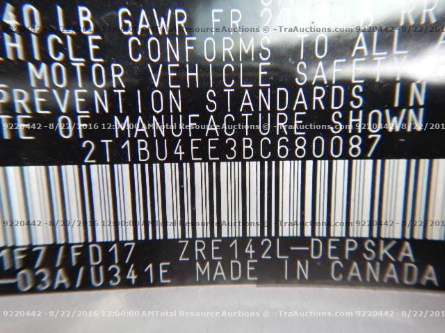 2T1BU4EE3BC680087 - 2011 TOYOTA COROLLA BA SILVER photo 12