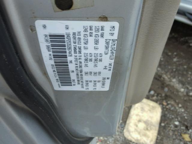 1B4GP25352B674478 - 2002 DODGE CARAVAN SE GRAY photo 10