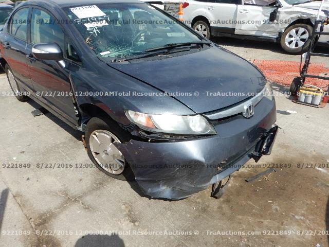 JHMFA36278S011271 - 2008 HONDA CIVIC HYBR GRAY photo 13