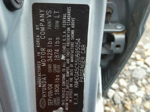 KMHCG45C55U595054 - 2005 HYUNDAI ACCENT GL GRAY photo 10