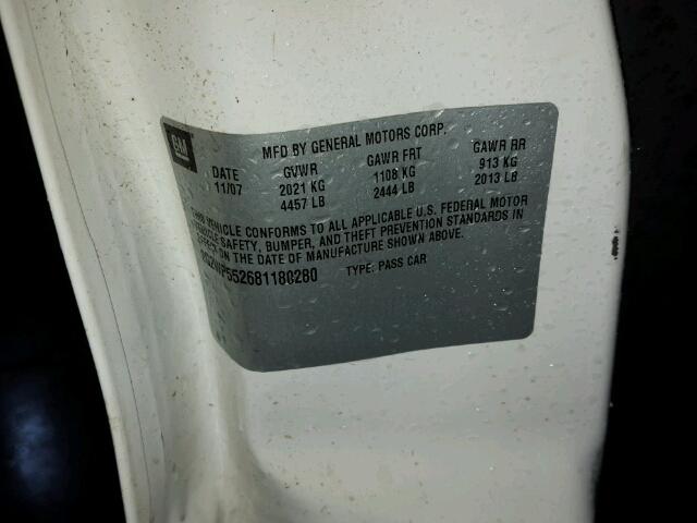 2G2WP552681180280 - 2008 PONTIAC GRAND PRIX WHITE photo 10