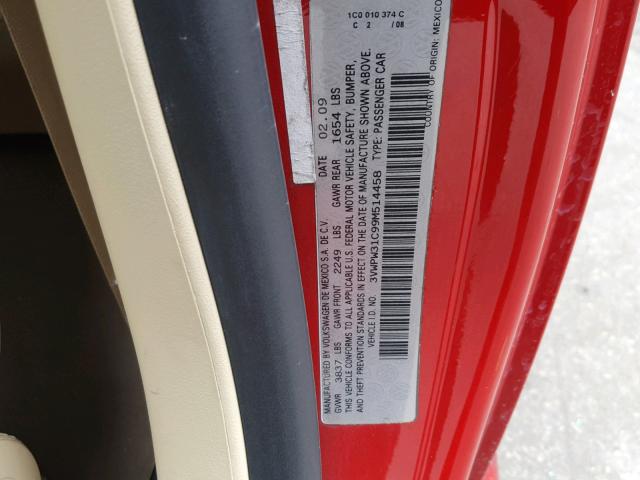 3VWPW31C99M514458 - 2009 VOLKSWAGEN NEW BEETLE RED photo 10