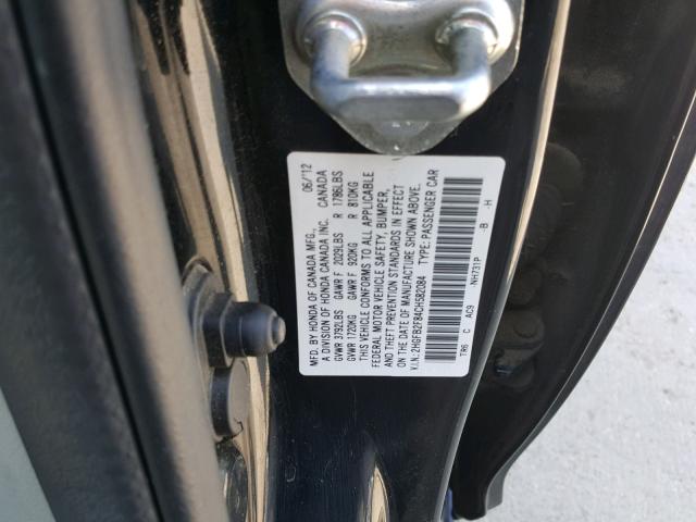 2HGFB2F84CH582084 - 2012 HONDA CIVIC EX შავი ფოტო 10