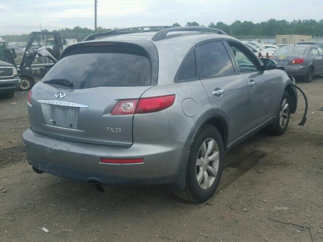 JNRAS08W95X213857 - 2005 INFINITI FX35 SILVER photo 4