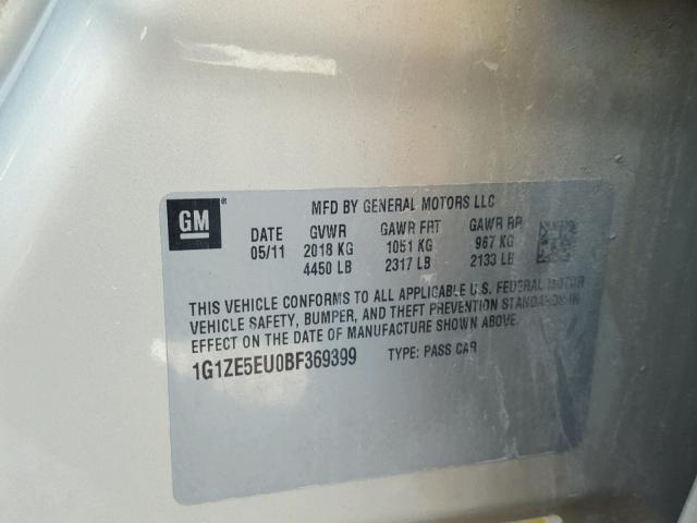 1G1ZE5EU0BF369399 - 2011 CHEVROLET MALIBU LTZ 金色 照片 10