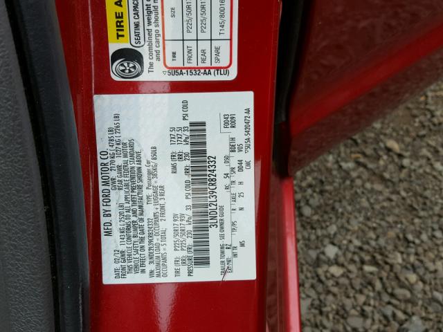 3LNDL2L39CR824332 - 2012 LINCOLN MKZ HYBRID RED photo 10