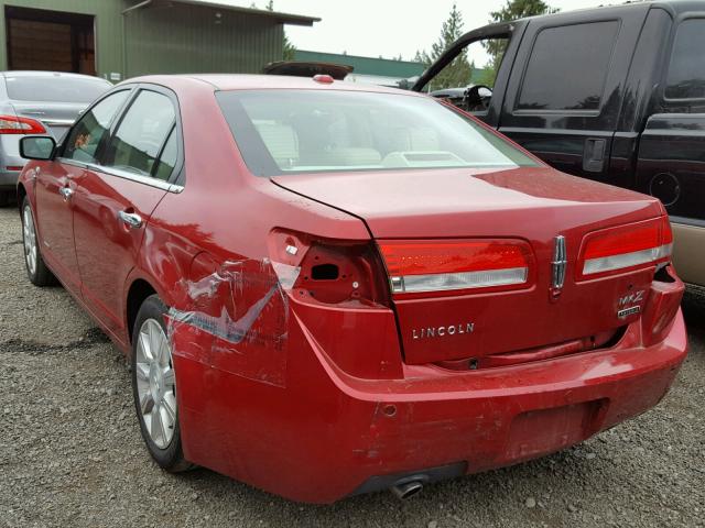 3LNDL2L39CR824332 - 2012 LINCOLN MKZ HYBRID RED photo 3