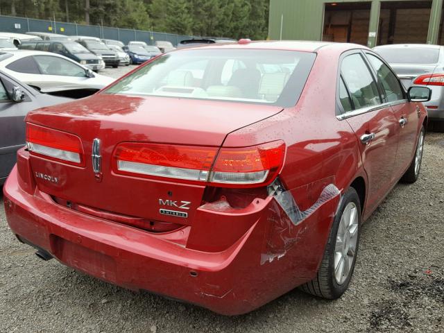 3LNDL2L39CR824332 - 2012 LINCOLN MKZ HYBRID RED photo 4