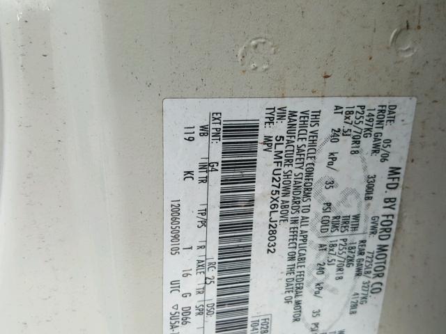 5LMFU275X6LJ28032 - 2006 LINCOLN NAVIGATOR ბეჟი ფოტო 10