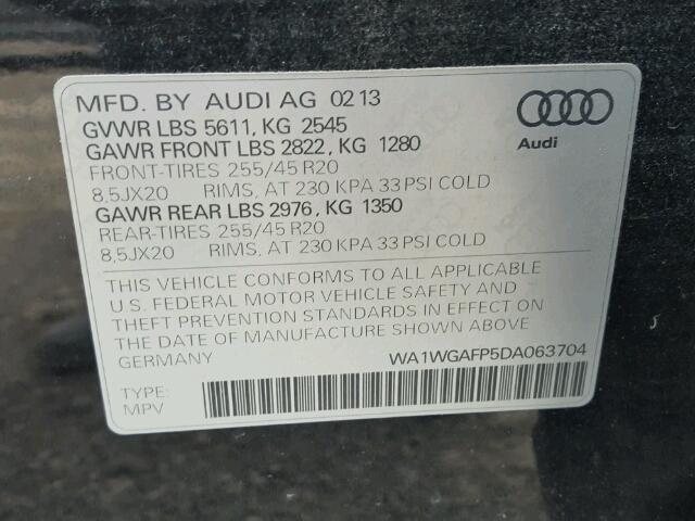 WA1WGAFP5DA063704 - 2013 AUDI Q5 BLACK photo 10