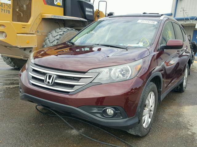 5J6RM3H74CL044837 - 2012 HONDA CR-V EXL BURGUNDY photo 2